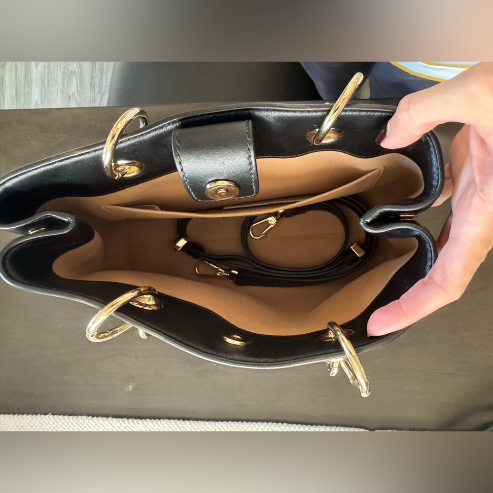 Jimmy Choo Black Satchel with Gold Accents - Picture 3 of 7